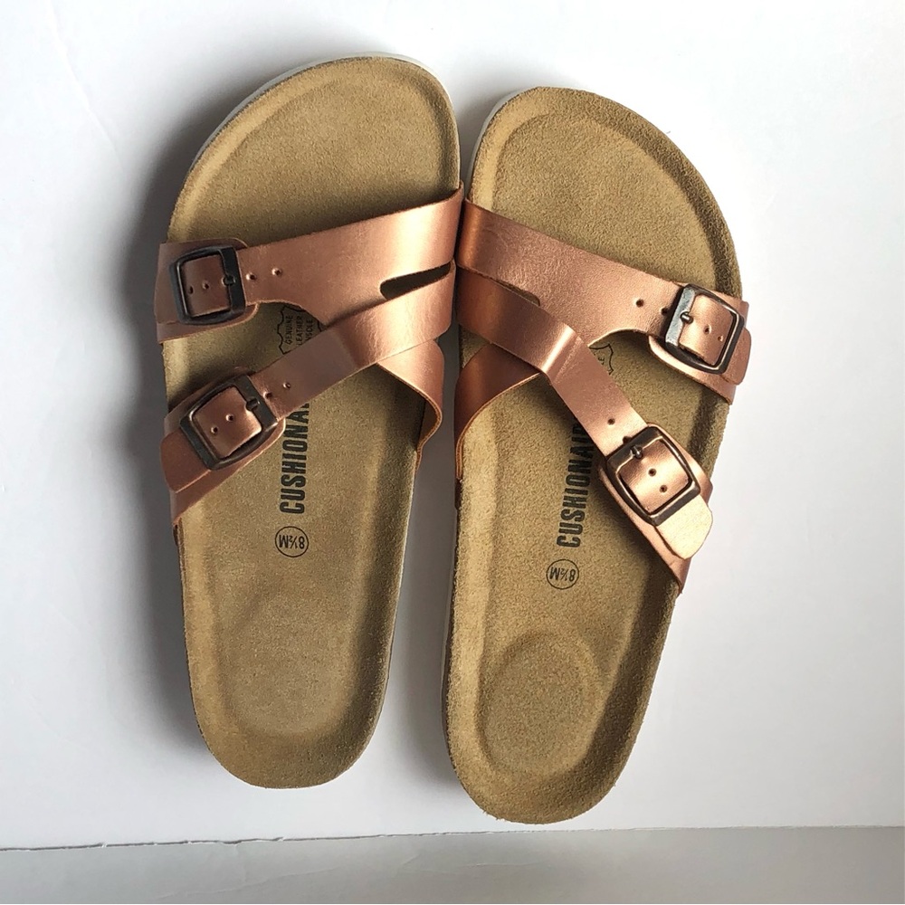 Cushionaire Sandals Slip-on Comfort Footbed Pink / Rose Gold Like New Womens 8.5